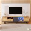 Rtopsu Mobile TV, Tavolo TV Basso con LED per TV Fino a 85 Pollici, Scaffale TV con 3 Ante e Cassetti Contenitore per Soggiorno Sala da Pranzo Camera da Letto, 190x40x50 cm, Legno, Natura