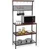 COSTWAY Scaffale per Panetterie con 4 Ripiani, Mobile per Microonde con 11 Ganci, per Cucina