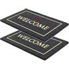 Carpido Zerbino in cocco Welcome nero - zerbino 40x60 cm Set di 2 - zerbino d'ingresso antibatterico - zerbino in cocco naturale - 100% cocco