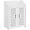 [en.casa] Armadietto da Bagno a Terra con 2 Ante e Ripiani 62 x 45 x 25 cm Mobiletto Armadio da Bagno con Sportelli di Design - Bianco