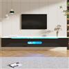 BTM Mobile TV 180 cm Finitura Lucida con Illuminazione LED, Supporto TV da Pavimento Parete Attrezzata Soggiorno Moderna, Nero