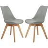 H.J WeDoo Set di 2 Sedie Sala da Pranzo Imbottite Moderne, Sedie Cucina con Gambe in Faggio, Bianco