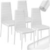 tectake® Set 4 Sedie Sala da Pranzo in Pelle Sintetica, Sedie da Cucina Eleganti e Comode, Sedie Sala da Pranzo Moderne Stabili e Robuste, Sedie da Pranzo Versatili - Bianco