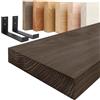 LAMO Manufaktur Mensola da parete con staffe nere a J | Mensola 50 cm per bagno, corridoio, cucina stile industriale | Colore: nero, Bordo: diritto | Legno massello, qualità artigianale