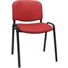 SEDIAOFFICE - Sedie Ufficio Senza Ruote, Sedia Scrivania Ergonomica, per Studio, Sala D'Attesa, Sala Riunioni e Conferenze, Comoda Sedia Ufficio in Ecopelle (Base, Rosso Pelle)