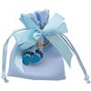 Generico 12 Sacchetti portaconfetti Porta Confetti | Vari Colori | con Portachiavi Abbinato per bomboniera bomboniere utili Fai da Te (Celeste 9x12 cm Portachiavi elefantino)