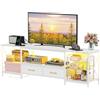 Wohenster Mobile TV Soggiorno con Luci LED Presa, Tavolino Porta TV fino a 70 Pollici Bianco Mobiletto TV, Cassetti in Tessuto, Ripiani Aperti, 40x180x58cm Mobile Basso Mobili TV Camera