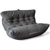 Aiire Pouf Poltrona Sacco di Design - Puff per Sedersi in Cotone con Imbottitura Inclusa - Bean Bag Chair per Salotto, Camera da Letto o Lettura - Pouffe Moderno XXL 2 Posti Grigio Scuro