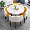 Generic Set salvaspazio da cucina per la colazione, tavolo rotondo e sedie con schienale morbido, mobili in stile moderno per caffè, cucina, tavoli da conferenza