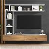SACOOL Set per parete TV 180 * 35 * 22,5 cm con vetrine, parete multimediale con TV-Board, mensola e ripiano a parete, set di mobili soggiorno TV, TV-Schrank, in piedi e sospeso, TV fino a 80', bianco