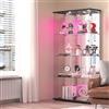 DADEA Vetrina con Specchio, Vetrinetta in Vetro 4 Ripiani 2 Porte, Vetrine in Vetro a Specchio Vetrina Colonna Espositiva Colonna Vetrinetta Casco con LED et Serratura Vetrinette Espositive