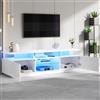 VIEKOS Mobile TV, 160 x 40 x 45 cm, con 2 armadi, soggiorno, mobile TV lucido, con striscia LED, moderno centro di intrattenimento TV con 8 ripiani, MDF, TV da 70 pollici