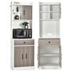 KOMFOTTEU Credenza Alta da Cucina 180 cm, Mobile Cucina Dispensa con Fori Cavi, Mobile Buffet con Ripiano Regolabile, 3 Ante e Cassetto, per Soggiorno, Sala da Pranzo, Bagno, 60 x 40 x 180 cm (Bianco)