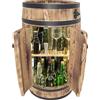 weeco Casa bar in botte di legno con illuminazione a LED e porte, 2 ripiani per bottiglie, stile rustico, mobili da bar 80 x 50 cm