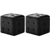 vidaXL 2x Comodini Imbottiti Telaio in Legno Stile Contemporaneo Morbidi Decorativi Pouf Notte Sgabelli Poggiapiedi Nero in Tessuto Vellutato