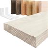 LAMO Manufaktur Mensola da parete con staffe bianche a J | Mensola 100 cm per soggiorno, cucina, studio stile industriale | Colore: sbiancato, Bordo: diritto | Legno massello