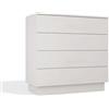 KOBI Cassettiera moderna AMBER 4S con 4 cassetti, sistema TIP ON, colore cashmere, dimensioni 85x84x40 cm, arredamento per soggiorno, camera da letto e ufficio