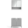 Vicco Set di mobili da bagno Eliza, Grigio 70 cm | 2 pezzi · Mobile sottolavabo · Armadietto a specchio
