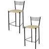 t m c s Tommychairs - Set 2 sgabelli alti modello Elegance per cucina e bar, struttura in acciaio verniciata colore nero e seduta imbottita e rivestita in pelle artificiale colore lino