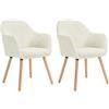 WOLTU Set di 2 Sedie Sala da Pranzo, Sedie Cucina, Poltroncine | Per Camera da Letto Ufficio, Salotto, Seduta in Velluto a Coste, Gambe in Legno Massiccio, Crema