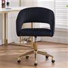 chairus Sedia da Scrivania in Velluto Poltrona da Ufficio con Ruote Sedia Girevole Regolabile in Altezza Poltroncina con Gambe in Metallo per Ufficio/Studio/Computer, Nero