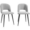 Chleby Set di 2 Sedia da Pranzo in Velluto Sedie Imbottite con Schienale | Sedie da Cucina Gambe in Metallo per Sala da pranzo, Soggiorno, Cucina, Moderno, Grigio chiaro