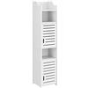 [en.casa] Mobile a Colonna da Bagno a 2 Ante Mobiletto Contenitore da Terra con 2 Vani Chiusi e Scomparti Aperti Armadietto Alto con Ripiano 135 x 32 x 32 cm - Bianco