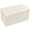 emmevi Cassapanca Contenitore Pouf Panca Portaoggetti Poggiapiedi Similpelle Diamanti 76x38x38 cm Beige