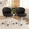 XUEGW Silla de escritorio, bonita silla de tocador giratoria sin brazos de cuero PU, cómodas sillas de oficina para computadora con altura ajustable para el dormitorio