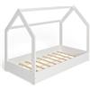 MS FACTORY Letto Casetta in Legno Massello 80x160 cm con Telaio a Doghe - Letto per Bambini Singolo - Stile Scandinavo Nordico Montessori - Bianco