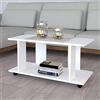 Henor Tavolo Basso su Ruote. Mobile Tv. Legno Mod. Pilar 90 x 40 x 45.5 cm. Con Rotazione 360 e Freno. Bianco