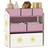 AIYAPLAY Scaffale Portagiochi Bambini a 3 Livelli con 6 Contenitori in Tessuto Rimovibili, Mobile Porta Giocattoli per Camera da Letto, Soggiorno e Camera dei Giochi, Rosa