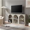 [en.casa] Credenza Mobile Contenitore Espositore Basso con Ripiano Interno e Vani Aperti Comò per Archiviazione Sala da Pranzo Soggiorno Ingresso 160x30x80 cm - Grigio