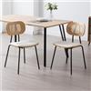 chairus Set di 2 Sedia da Pranzo in Ecopelle Sedie da Cucina con Gambe in Metallo Sedia da Giardino con Schienale in Rattan Sedie Moderne per Sala da Pranzo/Soggiorno/Esterno, Bianco