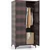 COSTWAY Armadio in Vimini con 2 Ante, Armadio Guardaroba in Rattan PE con Asta Appendiabiti e 4 Cubi di Stoccaggio, per Soggiorno, Camera da Letto e Patio, 72 x 50 x 157 cm (Marrone)