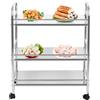HUOLE Carrello Portaoggetti a 3 Livelli in Acciaio Inox, Carrello per Isola da Cucina, Carrello Portaoggetti, Carrellino Multifunzione 3 livelli -61 * 36 * 75 cm-argento