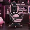 YU YUSING Cute Sedia Gaming PC, Sedia Ufficio Ergonomica da Ufficio, Poltrona Gamer con Supporto Lombare e Poggiatesta, Poggiapiedi Retrattile, Design Orecchie Gatto, Ragazze, Adolescenti, Rosa