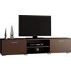 MATKAM Mobile TV Roma, H35 x L150 x P40 cm, UN ripiano aperto al centro, ripiani con ante a sinistra e a destra (wengé)