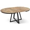 Mar.c.a. Design - Tavolo Rotondo Allungabile 120/170x75,5 cm - Piano in Nobilitato Finitura Rovere Rustico e Base in Metallo - Made in Italy