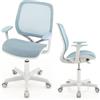 COSTWAY Sedia da Scrivania per Bambini, Sedia Girevole per Computer con Altezza Regolabile, Ruote con Freno, Braccioli Morbidi, Mobile Ergonomica per Bambini 6-15 Anni (Blu, Rullo di Pressione)
