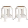 VIRSUS 2 Sgabelli da bagno in plastica 7348, misura 31x27x46 cm, sgabellino Multiuso per bambini e adulti per cucina, cameretta, Vari colori (bianco e marrone)