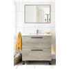 CAESAROO Mobile bagno a terra 80 cm Rovere con lavabo e specchio - Rovere chiaro, Standard
