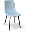 PAZZO DESIGN Sedia Arianna, Set Da 4 Sedie, Azzurro, Sedie Velluto, Gambe Metallo, Sedia Cucina, Sedie Sala Da Pranzo - id_1947