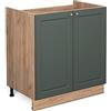 Vicco Mobile lavello cucina Fame-Line, Verde-oro rustico, 80 cm senza piano di lavoro, per la combinazione con altri moduli della serie Fame-Line