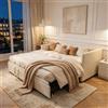EZSSW Divano Letto Matrimoniale,Divano Letto Estraibile, Letto Imbottito 90/180x200 Cm, Multifunzionale 2 in 1, Letto con Rete a Doghe, Tessuto in Velluto, Senza Materasso (Beige, 90/180x200 Cm)