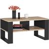 AKORD | Tavolino da Salotto in Legno - ROCKFORD | Tavolo da Caffè con gambe un Ripiano | Coffee Table | Tavolini Basso Moderno | Arredamento Casa | 92 x 45 x 53 cm | Quercia Sonoma & Nero