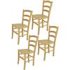 t m c s Tommychairs - Set 4 sedie modello Venice per cucina bar e sala da pranzo, robusta struttura in legno di faggio color naturale e seduta in legno