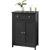 SoBuy Mobiletto da Bagno - Mobile Versatile con Cassetto, Resistente all'Umidità - Armadietto Salvaspazio per Bagno, Corridoio, Cucina in Legno, Grigio, 60x87x35cm, FRG238-DG