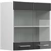 Vicco Mobile da cucina in vetro R-Line, Antracite lucido, 60 cm, per la libera combinazione all'interno di sistemi cucina modulari