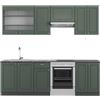 Vicco Cucina componibile Fame-Line, Verde-oro rustico/Antracite, 240 cm senza piano di lavoro, adatto per l'espansione individuale con moduli aggiuntivi